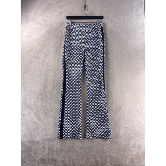 Maeve Pants - Anthropologie Maeve Flare Disco Pants Womens Size XS White Blue Geometric‎